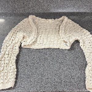 Cream Crochet Bolero Cardigan